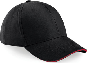 Beechfield - Athleisure 6 Panel Cap (Black/Classic Red)