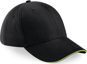 Beechfield - Athleisure 6 Panel Cap (Black/Lime Green)