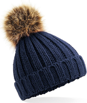 Beechfield - Infant Fur Pop Pom Chunky Beanie (Navy)