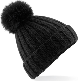 Beechfield - Verbier Fur Pop Pom Chunky Beanie (Black)