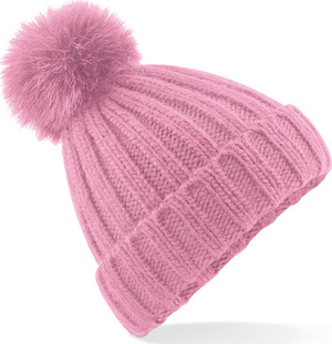 Beechfield - Verbier Fur Pop Pom Chunky Beanie (Dusky Pink)