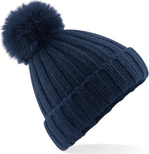 Beechfield - Verbier Fur Pop Pom Chunky Beanie (Navy)