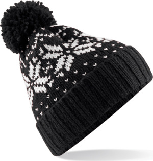 Beechfield - Fair Isle Snowstar® Beanie (Black/White)