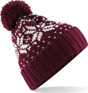 Beechfield - Fair Isle Snowstar® Beanie (Burgundy/White)