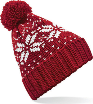 Beechfield - Junior Fair Isle Beanie (Classic Red/White)