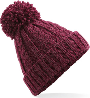 Beechfield - Cable Knit Melange Beanie (Burgundy)