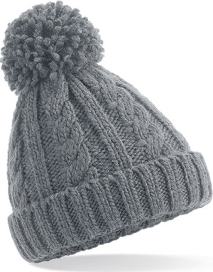 Beechfield - Junior Cable Knit Melange Beanie (Light Grey)