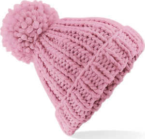 Beechfield - Oversized Hand-Knitted Beanie (Dusky Pink)