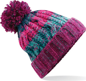 Beechfield - Corkscrew Pom Pom Beanie (Winter Berries)