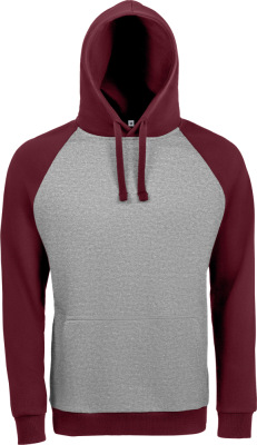 SOL’S - Raglan Kapuzensweater 2-farbig (grey melange/burgundy)