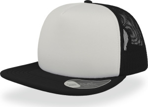 Atlantis - 5 Panel Mesh Kappe mit flachem Schild (white/black)