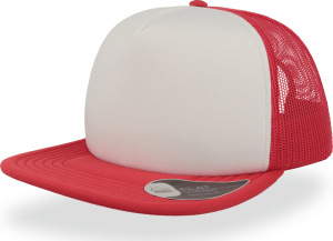 Atlantis - 5 Panel Fleat Peak Mesh Cap (white/red)