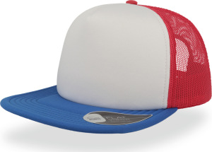 Atlantis - 5 Panel Fleat Peak Mesh Cap (white/red/royal)