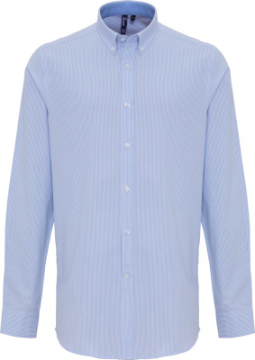 Premier - Oxford Hemd "Stripes" langarm (white/oxford blue)