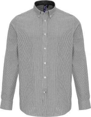 Premier - Oxford Hemd "Stripes" langarm (white/grey)