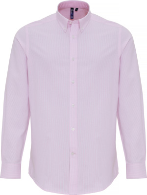 Premier - Oxford Hemd "Stripes" langarm (white/pink)