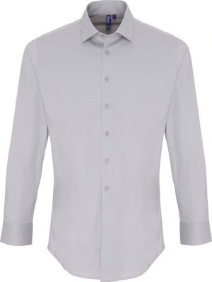 Premier - Popline Stretch Shirt longsleeve (silver)