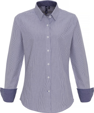 Premier - Oxford Blouse "Stripes" longsleeve (white/ ​navy)