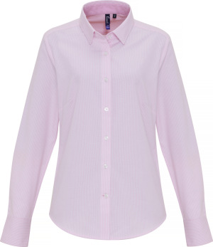 Premier - Oxford Bluse "Stripes" langarm (white/pink)