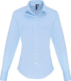 Premier - Popline Stretch Blouse longsleeve (pale blue)