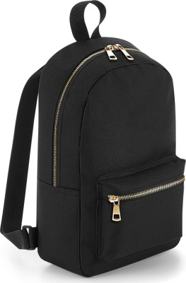 BagBase - Metallic Zip Mini Backpack (black/gold)