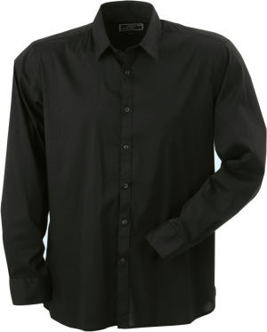 James & Nicholson - Men's Shirt Slim Fit Long (Black)