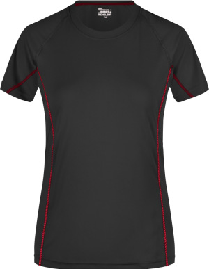 James & Nicholson - Ladies' Running Reflex-T Funktion T-Shirt (black/red)