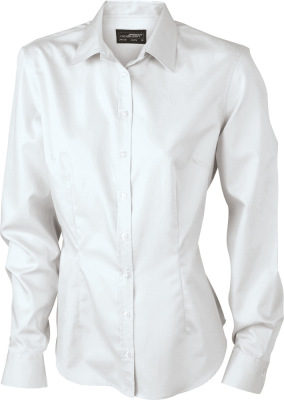 James & Nicholson - Ladies' Long-Sleeved Blouse (120 g/m²) (White)