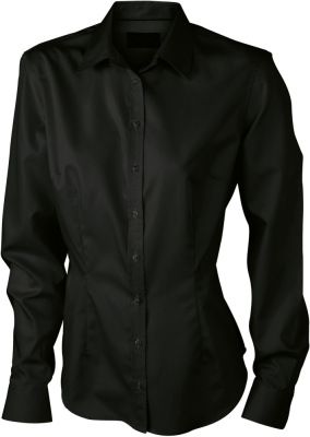 James & Nicholson - Ladies' Long-Sleeved Blouse (120 g/m²) (Black)