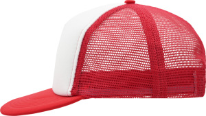 Myrtle Beach - 5 Panel Mesh Kappe mit flachem Schild (white/red)