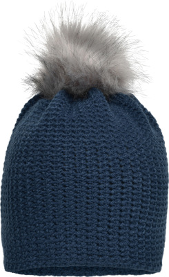 Myrtle Beach - Fine Crocheted Beanie (indigo blue/silver)