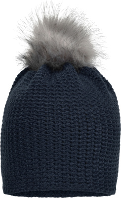 Myrtle Beach - Häkelmütze mit Pompon (navy/silver)