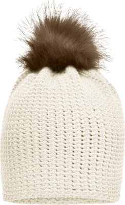 Myrtle Beach - Fine Crocheted Beanie (off white/brown)