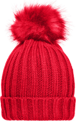 Myrtle Beach - Elegante Strickmütze mit extra großem Pompon (red)