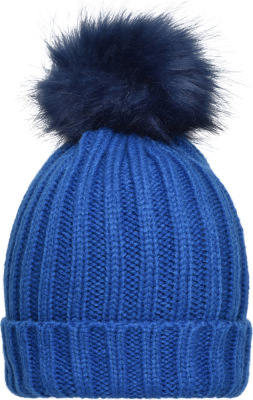 Myrtle Beach - Elegant Knitted Beanie with extra large pompon (royal)