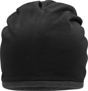 Myrtle Beach - Casual Beanie with contrasting fleece border (black/carbon)