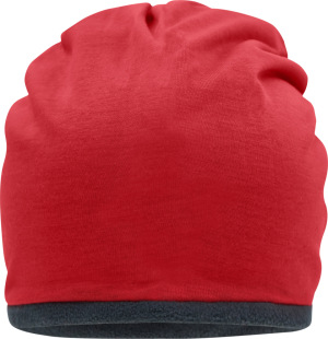 Myrtle Beach - Casual Beanie with contrasting fleece border (red/carbon)
