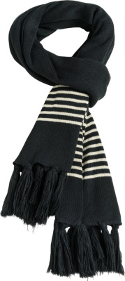 Myrtle Beach - Extra long woven scarf with fine contrasting strip (black/sand)