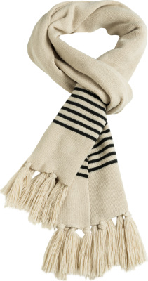 Myrtle Beach - Extra long woven scarf with fine contrasting strip (sand/black)