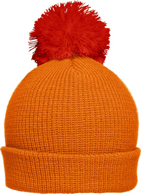 Myrtle Beach - Knitted hat with brim and pompon (orange/rust)