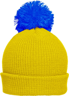 Myrtle Beach - Strickmütze mit Umschlag und Pompon (yellow/azur)