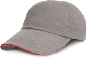 Result - Heavy Brushed Cotton Cap (Grey/Red)