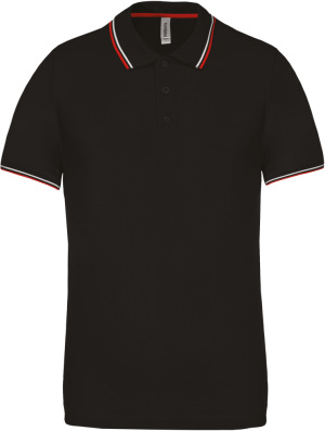 Kariban - Férfi rövid ujjú piké póló (Black / Red / White)