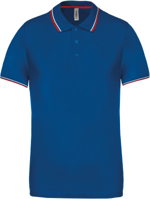 Kariban - Férfi rövid ujjú piké póló (Light Royal Blue / Red / White)