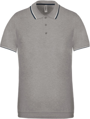 Kariban - Férfi rövid ujjú piké póló (Oxford Grey / Navy / White)