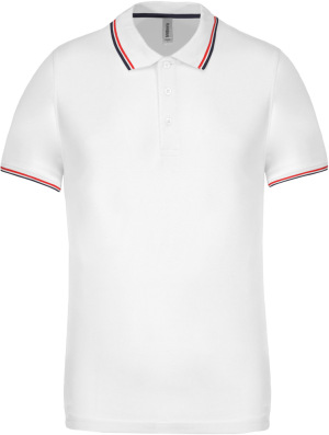 Kariban - Férfi rövid ujjú piké póló (White / Navy / Red)