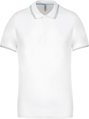 Kariban - Mens Short Sleeve Polo Pique (White / Sky Blue / Light Grey)