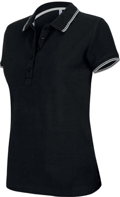 Kariban - Damen Kurzarm Piqué Polo (Black / Light Grey / White)