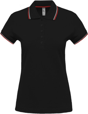 Kariban - Női rövid ujjú piké póló (Black / Red / White)