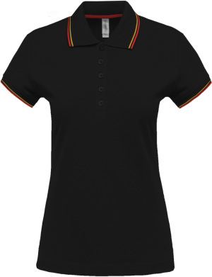 Kariban - Damen Kurzarm Piqué Polo (Black / Red / Yellow)